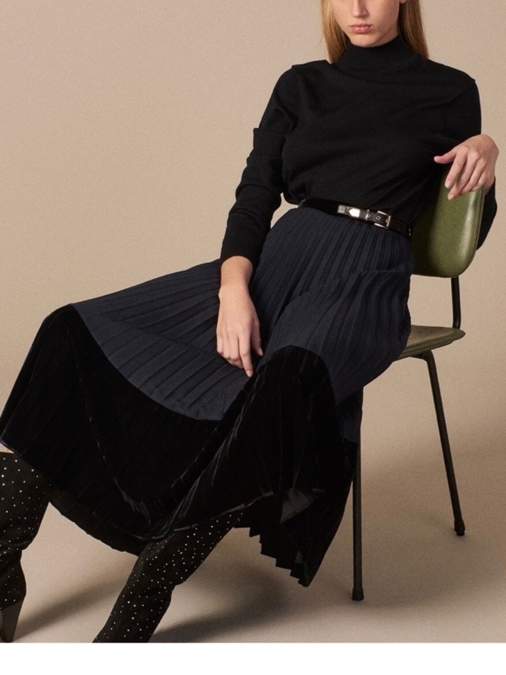 Sandro Velna Pleated Skirt